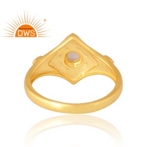 แหวนพลอยโอปอลจากเอธิโอเปียนธรรมชาติชุบทอง18K 925ออกแบบได้ตามต้องการเครื่องประดับสำหรับผู้หญิงเป็นของขวัญ - Product Image 2