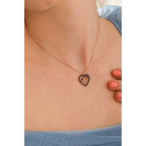 Pendentif Cœur en Argent Sterling 925 avec Figurine d'Oiseau et Sertissage en Pierre Noire, Breloques en Platine avec Incrustation d'Opale - Product Image 2