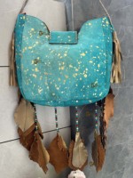 Sac à main en cuir véritable métallisé, style Banjara unique, sac bandoulière, sac à épaule en forme de feuille, sacs élégants indiens pour les soirées