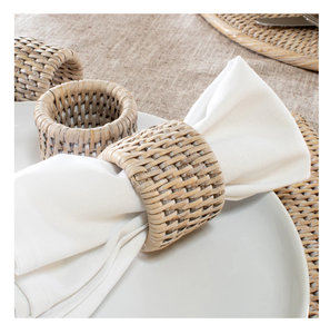 Servilletero de ratán tejido a mano de la mejor calidad, 3 piezas, servilletero de restaurante de ratán cuadrado redondo de alta calidad - Product Image 1