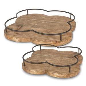 Nouveau plateau en bois de forme ronde de haute qualité avec poignée en métal pour le plateau décoratif en bois le plus vendu - Product Image 3