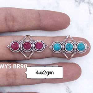 Bague en pierres précieuses de qualité supérieure avec pierres précieuses naturelles et bijoux en argent pour femme - Product Image 1