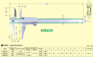 Calibrador NAKAMURA ROBA en Forma de Burro para Medir Partes Interiores y Exteriores Estrechas y Profundas, Alta Calidad y Precisión - Product Image 2