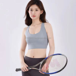 Soutien-gorge de sport pour femme de haute qualité, antichoc, à dos croisé avec boucle, pour yoga, course à pied, avec bonnets fixes, maintien élevé, idéal pour le fitness et l'entraînement - Product Image 1