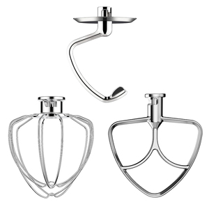 Accessoires pour batteur sur socle en acier inoxydable : <span class=keywords><strong>crochet</strong></span> <span class=keywords><strong>pétrisseur</strong></span>, batteur plat, fouet à 6 fils pour <span class=keywords><strong>Kitchenaid</strong></span> - Product Image 1