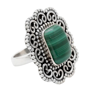Handcrafted Ornate 925 Sterling Silver <b>Ring</b> with Malachite Fine Quality Women Jewelry for Party Perfect Anniversary Gift for Her - Product Image 2