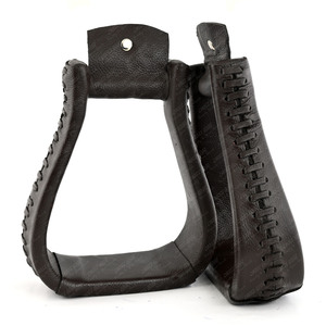 Étriers occidentaux larges équestres de haute qualité Équipement d'équitation longue durée pour les cavaliers équestres Étriers en cuir Couvertures classiques - Product Image 2