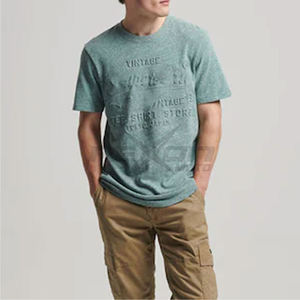 T-shirts pour hommes 100% T-shirt en coton pour hommes coupe ample imprimé logo vintage en relief T-shirts à manches courtes personnalisés de haute qualité - Product Image 5