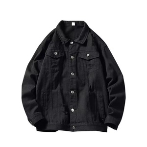Vestes en jean bleues personnalisées avec logo, imperméables, respirantes, à col mandarin et à capuche, style urbain pour hommes – Vente en gros - Product Image 1