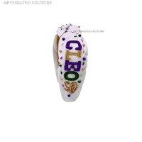 2025 Vente Chaude Mardi Gras Krewe de grêle iris Bandeau Collection Indien Fabriqué À La Main Cheveux Accessoires boules personnalisé Bandeau