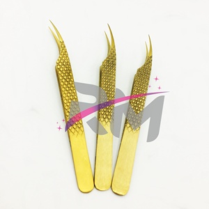 RMI Super November Best <b>Isolation</b> Straight Eyelash Extension Tweezer Top Product Gold Plasma Color - Product Image 2