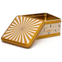 Kontensan ER026T7 Scatola portaoggetti quadrata in metallo 2.2L 158x158x87mm con coperchio scorrevole, Illustrazione vintage di uccelli colorati, per ufficio