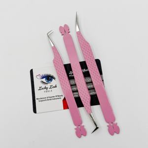 Pince à épiler pour cils Lucky Lash Tools, pointe en fibre rose, acier inoxydable, design en arc de précision, pince à épiler durable avec poignée diamantée - Product Image 5