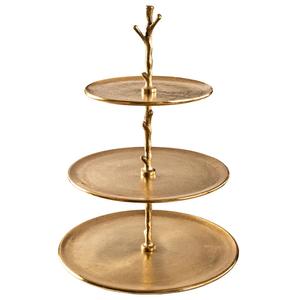 Tree Branch Design 3 Tier Metal <b>Cake</b> <b>Stand</b> For Displaying Pastries, Golden Finishing Metal <b>Cake</b> <b>Stand</b> For Table Top Decoration - Product Image 1