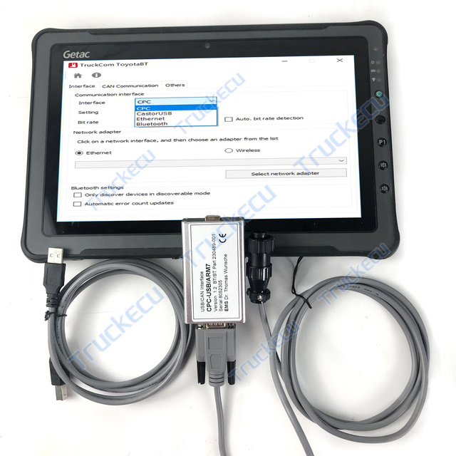 For Toyota BT truckcom Canbox CPC USB ARM7 Forklift truck diagnostic tool CAN Interface Canbus TruckCom+F110 tablet set