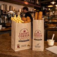 Sacs à emporter personnalisés AT PACK, sacs en papier résistants à la graisse pour frites, croquettes, cafés, restaurants et fast-foods au Royaume-Uni