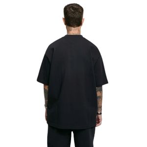 Maglietta oversize collegiale maglia nera 300 GSM di cotone di peso medio rilassata vestibilità con scollo a costola a tracolla Vintage atletica leggera - Product Image 2