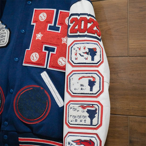 Personalizado 100% algodón peso pesado Chenille bordado lana letras Varsity chaqueta de béisbol de los hombres chaqueta universitaria - Product Image 3