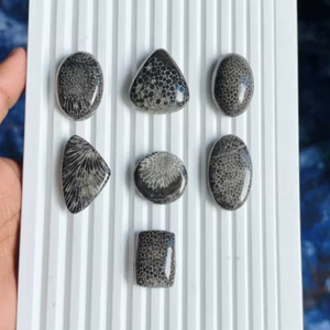 Coral Fósil Negro 100% Natural, Gema Suelta de Alta Calidad, Cabujón de Coral Fósil Hecho a Mano para Decoración y Joyería - Product Image 3