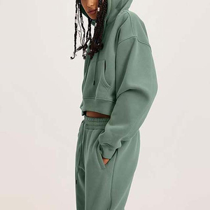 Chándal moderno de invierno para mujer, Sudadera con capucha de tela suave polar y pantalones para correr, ropa deportiva para entrenamiento de gimnasio, proveedor OEM ODM - Product Image 4