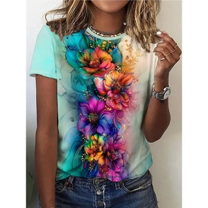 Camisetas de verano para mujer, camisetas de manga corta para mujer, cuello redondo, Color sólido, ropa de moda para mujer, camiseta informal con cuello simulado, camiseta suave de gran tamaño - Product Image 5