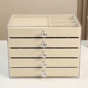 Boîte de rangement à bijoux rectangulaire exquise, 5 couches, grande capacité, pour colliers et boucles d'oreilles - Product Image 2