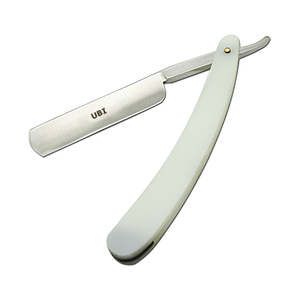Navaja de Afeitar Profesional para Hombre, Blanca, de Acero con Alto Contenido de Carbono, Tradicional, con Mango de Plástico UBI UBI-1203-1 - Product Image 1