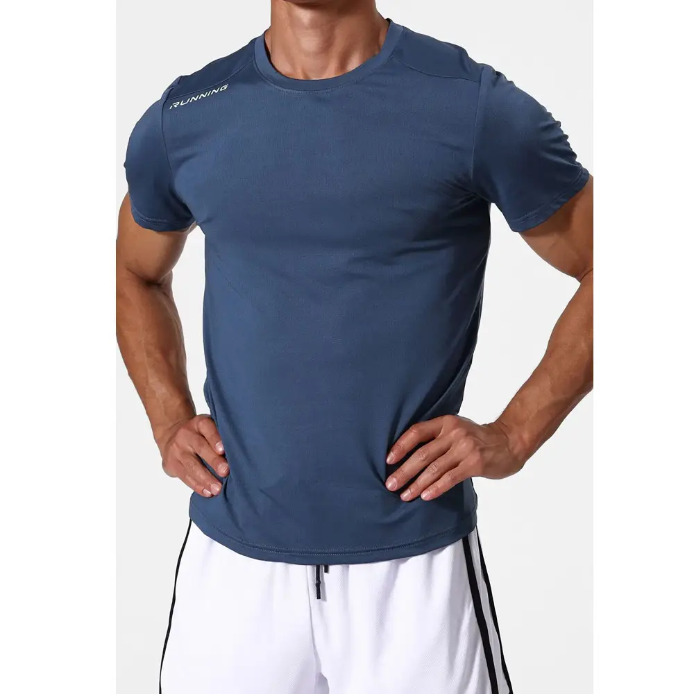 Ropa de entrenamiento personalizada para correr, ropa deportiva de compresión para gimnasio, ropa deportiva para hombres, camisetas con cuello redondo para hombres