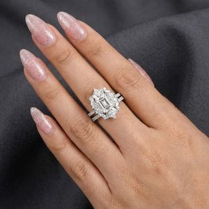 Anillo de Compromiso Clásico de Plata de Ley 925 con Circonita Esmeralda Brillante, Anillo de Boda Vintage para Aniversario - Product Image 4