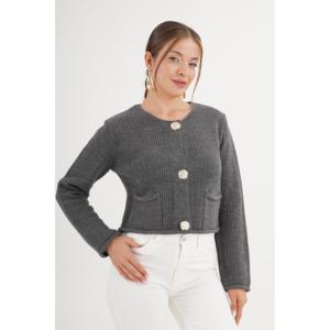 Cárdigan Antracita para Mujer con Botones Adornados, Accesorio de Moda al por Mayor - Product Image 3