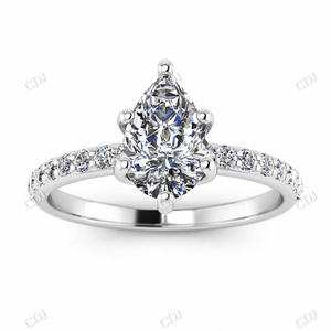 Inde Top vendeur en forme de poire plaqué or Moissanite bagues de fiançailles or pur Solitaire bague d'éternité bijoux personnalisés - Product Image 1