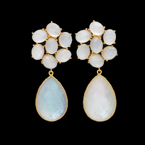 มาใหม่มุกสองเท่าพลอย925สเตอร์ลิงลูกแพร์และรูปไข่รูปร่างต่างหูเงิน - Product Image 1