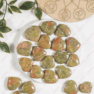 Superbe Qualité, Couleur Marron, Unakite Naturelle Guérisseuse, Mini Cœurs Gonflés Amour & Religion, 1 pouce, Prix de Gros - Product Image 5
