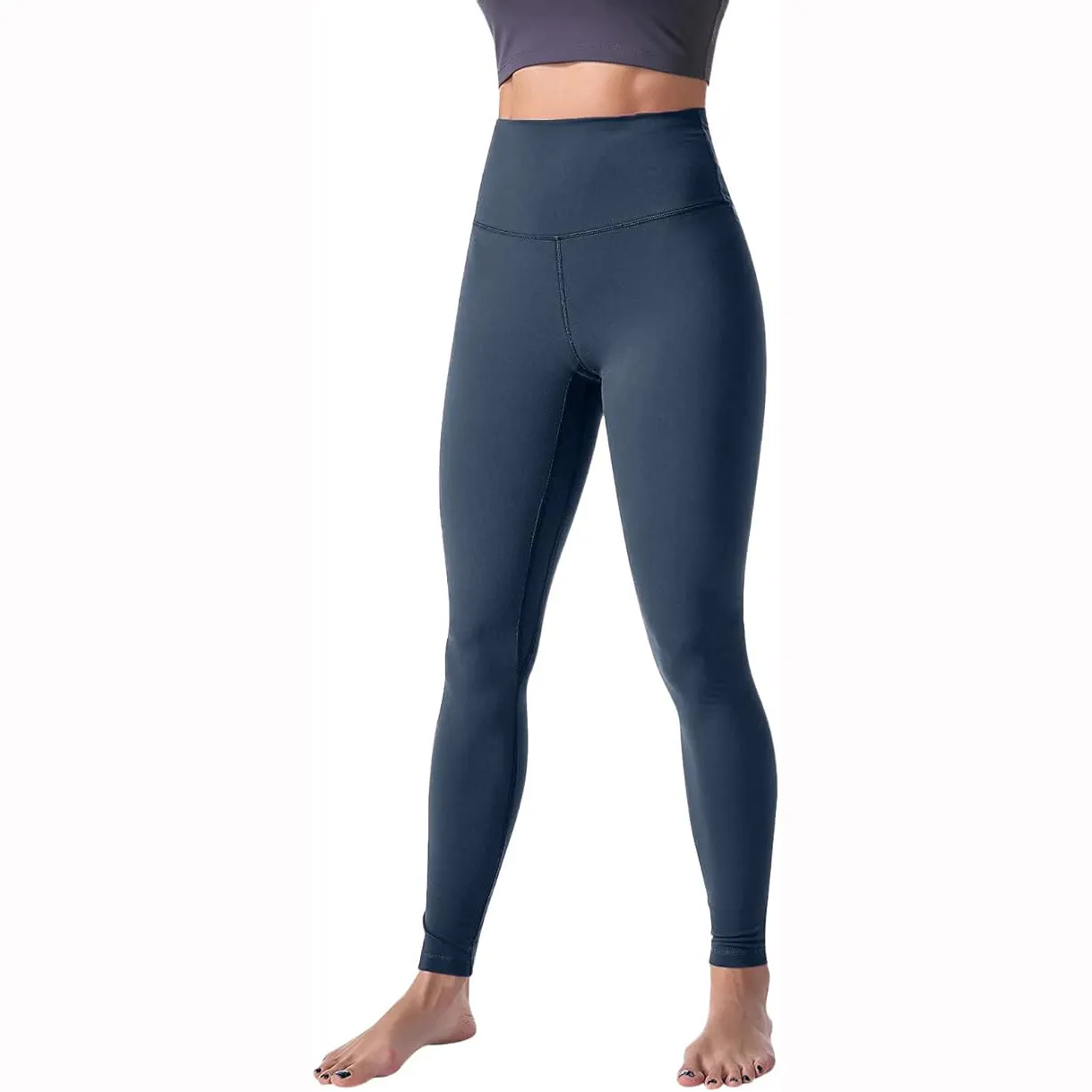Calça de ioga de cintura alta macia com logotipo personalizado, legging de ioga feminina, calça justa para atletas, legging de corrida e ioga