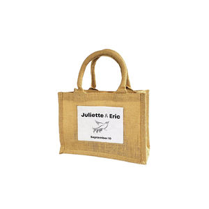Tissu de jute naturel 100% fait à la main sacs à provisions écologiques à la mode et fonctionnels Mini motif personnalisé rayé en vente - Product Image 1