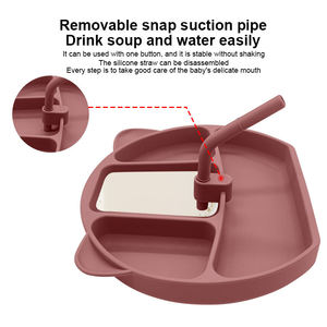 Ensemble d'assiettes pour bébé en silicone de qualité alimentaire en forme de panda mignon avec paille, assiette compartimentée réutilisable et écologique pour tout-petits et enfants - Product Image 2