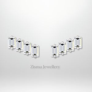 Baguette de luxe diamant oreille grimpeur 14K or Piercing VVS DEF réel et diamants de laboratoire GIA IGI certifié en gros bas - Product Image 3