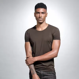 T-Shirt Homme 100% Coton Logo Brodé Personnalisé Manches Courtes Surdimensionnées Séchage Rapide Imprimé Tricoté - Product Image 3