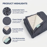 Couverture d'avion matelassée durable en polyester recyclé RPET, couverture de voyage durable pour l'avion, vente en gros