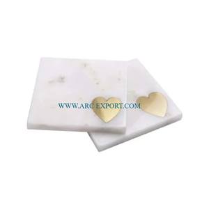 Juego de 2 posavasos de aspecto nuevo cuadrado de calidad premium venta directa de fábrica atractivas esteras y almohadillas de Decoración de mesa de mármol blanco - Product Image 1