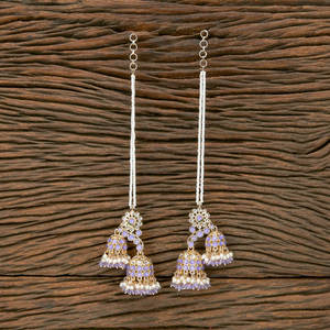 Dernière qualité d'exportation faite à la main de la boucle d'oreille classique plaquée or Indo Western Double boucle d'oreille Jhumki - Product Image 5