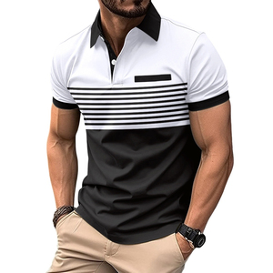 Polo bordado para hombre de manga corta de algodón de impresión personalizada de lujo Pima algodón Polo camiseta Casual Fit - Product Image 1