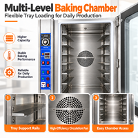 Four à convection électrique professionnel 12 plateaux 12,8 kW avec pulvérisation de vapeur et porte vitrée pour la production de pain en boulangerie
