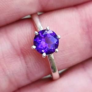Navya <b>Craft</b> Women's Boho Style Handmade <b>Ring</b> 925 Sterling Silver with Natural Amethyst Rhodium Plating Everyday Wear - Product Image 3