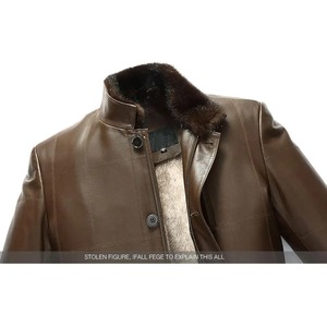 Manteau d'hiver imperméable et coupe-vent en cuir véritable d'agneau en toile pour homme, protection contre le vent et le froid, vêtements d'extérieur de luxe - Product Image 4