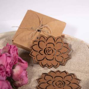 Ensemble de sous-verres en bois Lotus sous-verres découpés au laser Mandala Style tasse tapis Unique pendaison de crémaillère cadeau décor de Table - Product Image 2