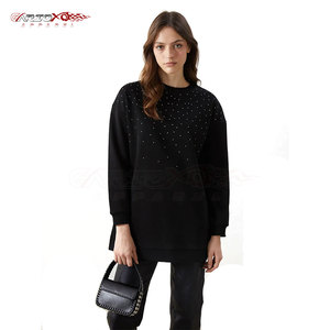 Sudadera con diamantes de imitación ostentosos para mujer con estilo glam y sudadera con detalles de diamantes de imitación de tela interior suave - Product Image 6