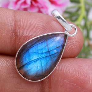 Pendentif en labradorite naturelle, boucles d'oreilles en argent, pendentif en pierre précieuse, rempli d'or, pendentif en labradorite, bijoux - Product Image 5