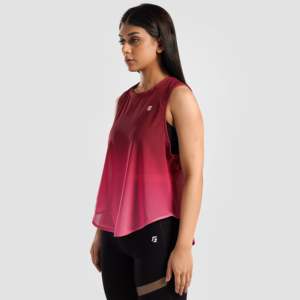 Vital Breathable Red Knitted Fabric <b>Top</b> with <b>Mesh</b> Cover Comfortable and Responsive - Product Image 3