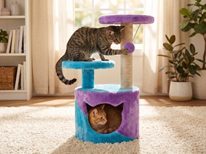 Amistar Azure Rainbow – Premium All Size Cat Scratcher, Colorful Sisal <b>Post</b>, Fun & Durable Cat Playground - Product Image 2